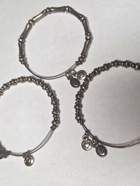 Alex & Ani Vintage Antiqued Rafaelian Gold Bamboo Nile Beaded Bracelets Set Of 3